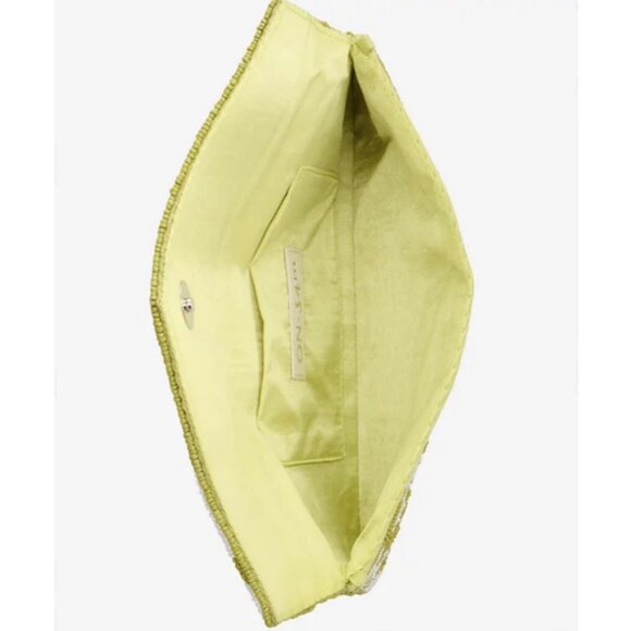 On 34th hand beaded envelope evening clutch - Green / White - Picture 11 of 11